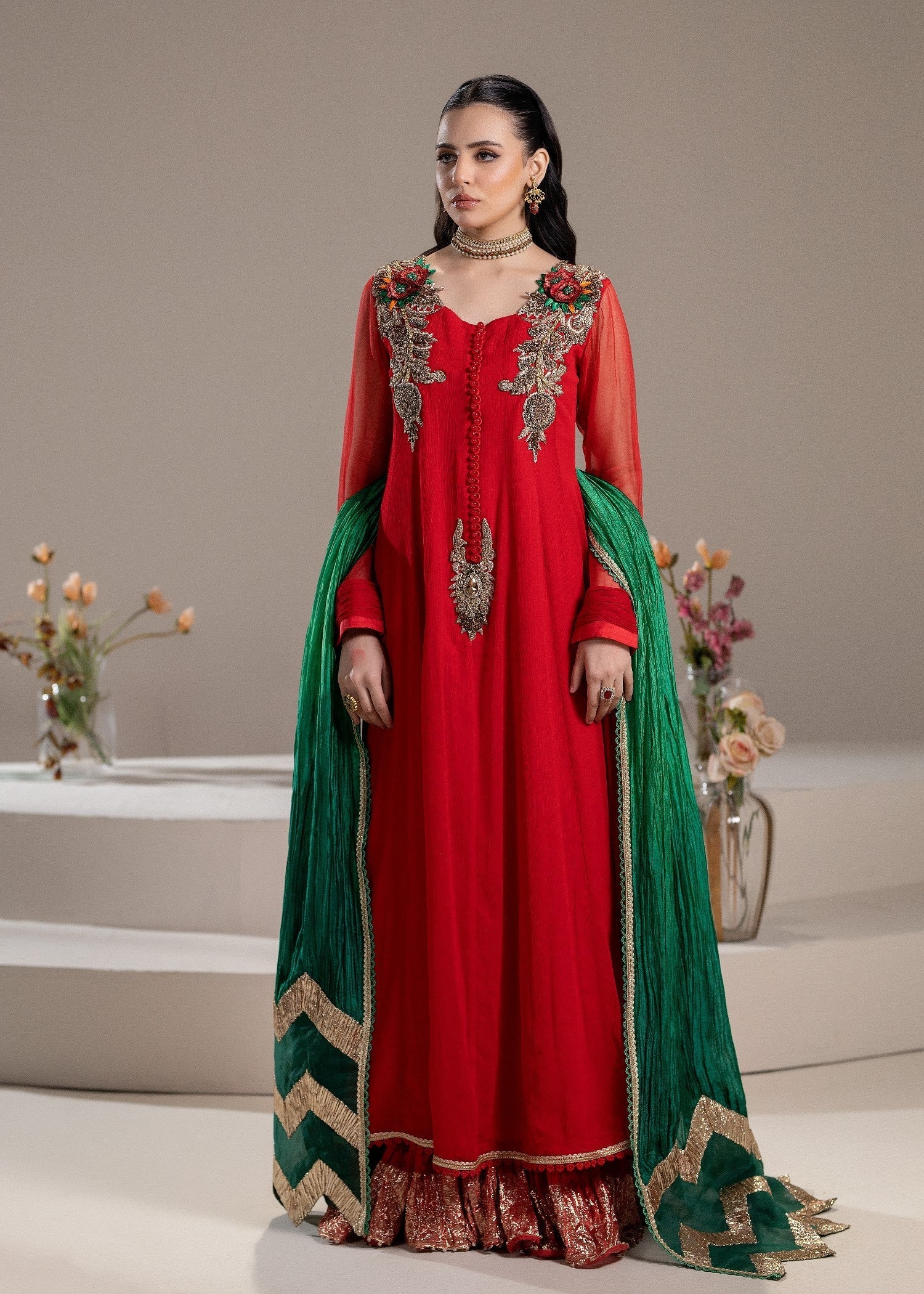 Khuda Baksh Creations M 110 Red Women 4pcs