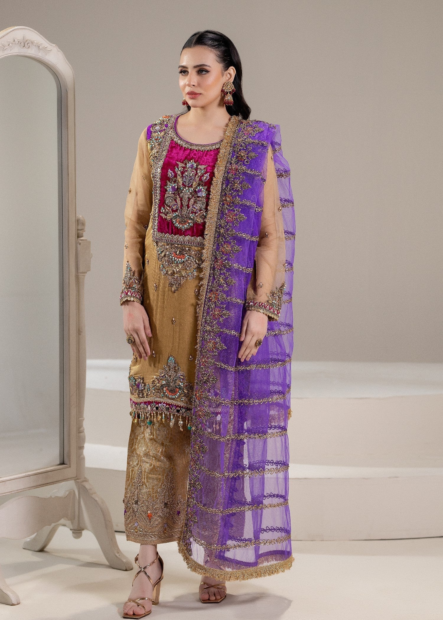 Khuda Baksh Creations Z 306 Gold Women 4pcs