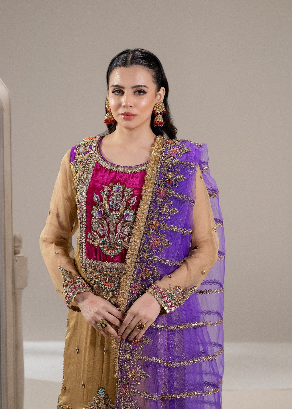 Khuda Baksh Creations Z 306 Gold Women 4pcs