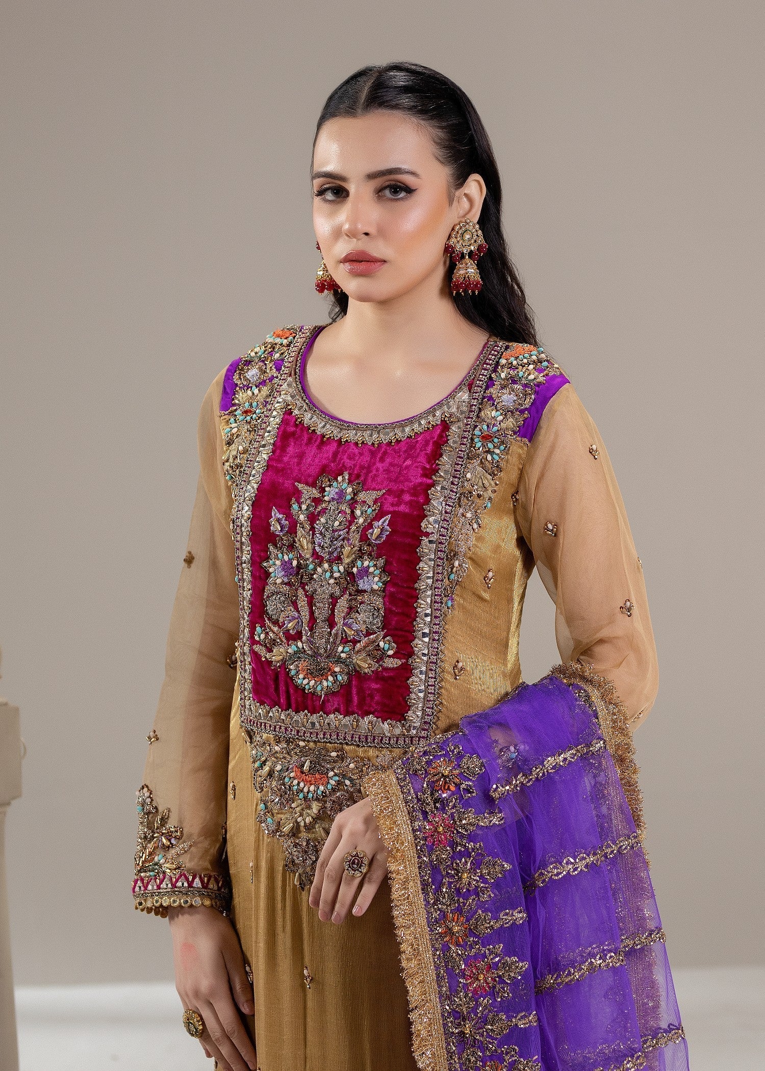 Khuda Baksh Creations Z 306 Gold Women 4pcs