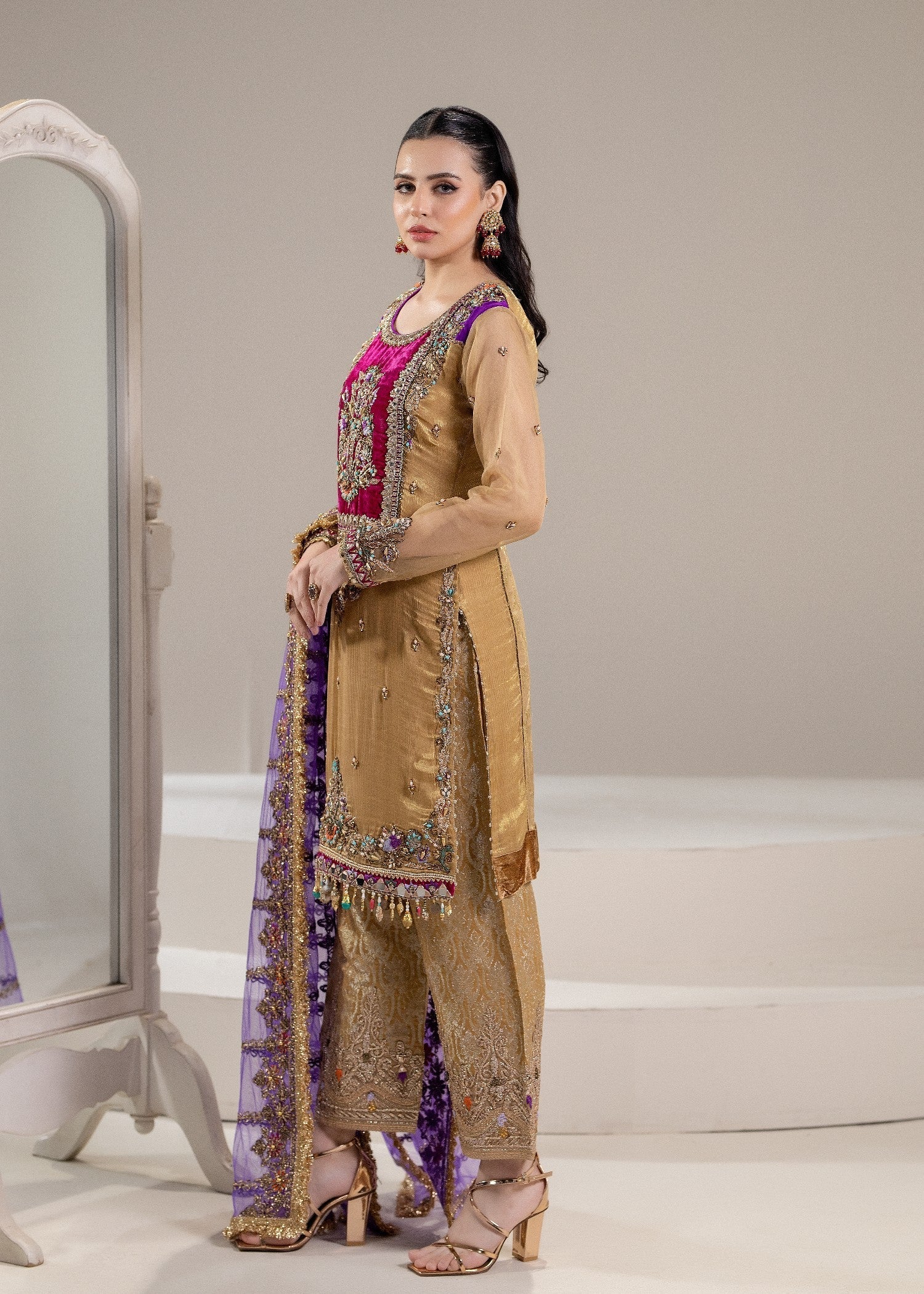 Khuda Baksh Creations Z 306 Gold Women 4pcs