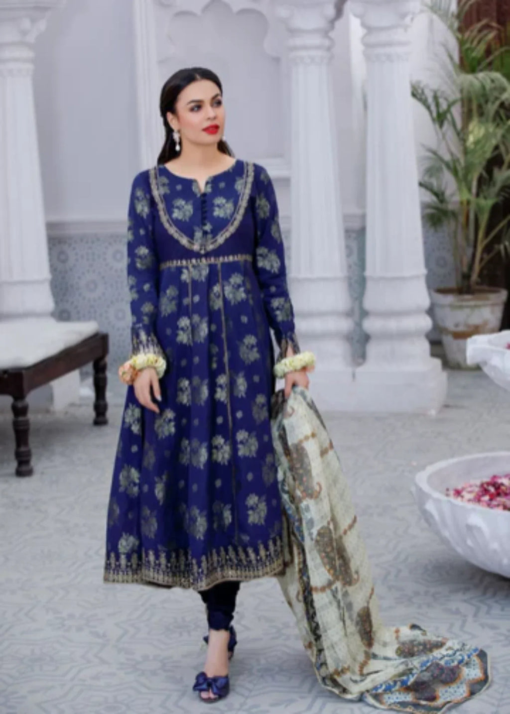 Mehryam Collection Mom Luxury Pret Blue Women 3pcs