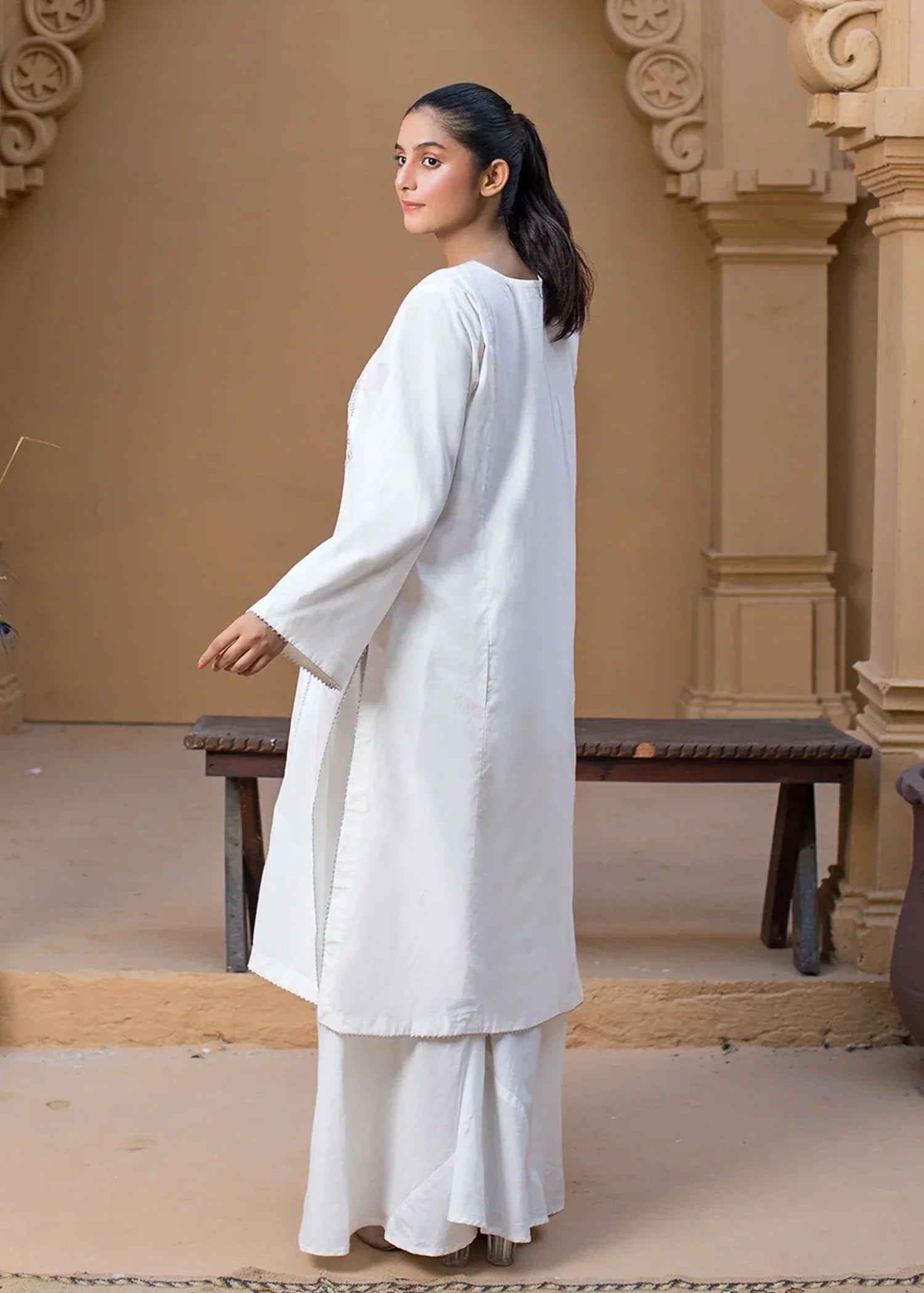 Urban Cut Cotton Sequence Embroidered Kurta Women 1pcs