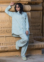 Urban Cut Stitched Co Ord Set Ice Blue Women 2pcs