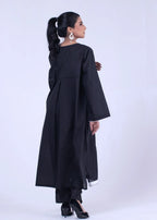 Urban Cut Solid Cotton Stitched Kurta Black Women 1pcs