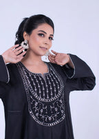 Urban Cut Solid Cotton Stitched Kurta Black Women 1pcs