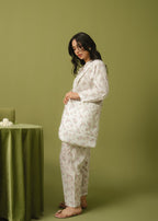 Buzzazi White Floral Printed Suit Women 2pcs