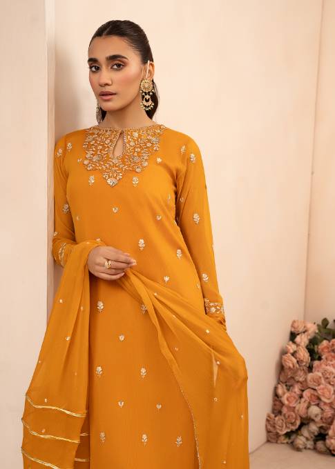 Agha Jaan Insia Mustard Women 3pcs
