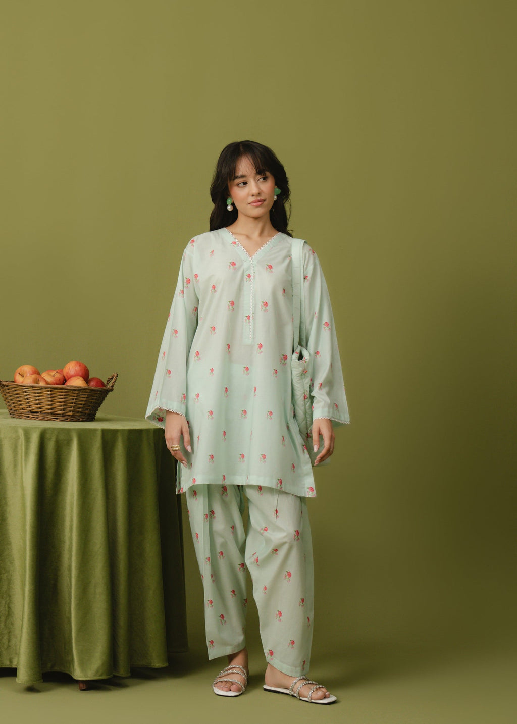 Buzzazi Pastel Blue Printed Suit Women 2pcs