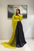 Kanydaro Olive & Noir Gota Ensemble Set Women 3pcs