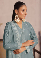 Kumash Textiles Stone Blue Women Stitched Women 3pcs