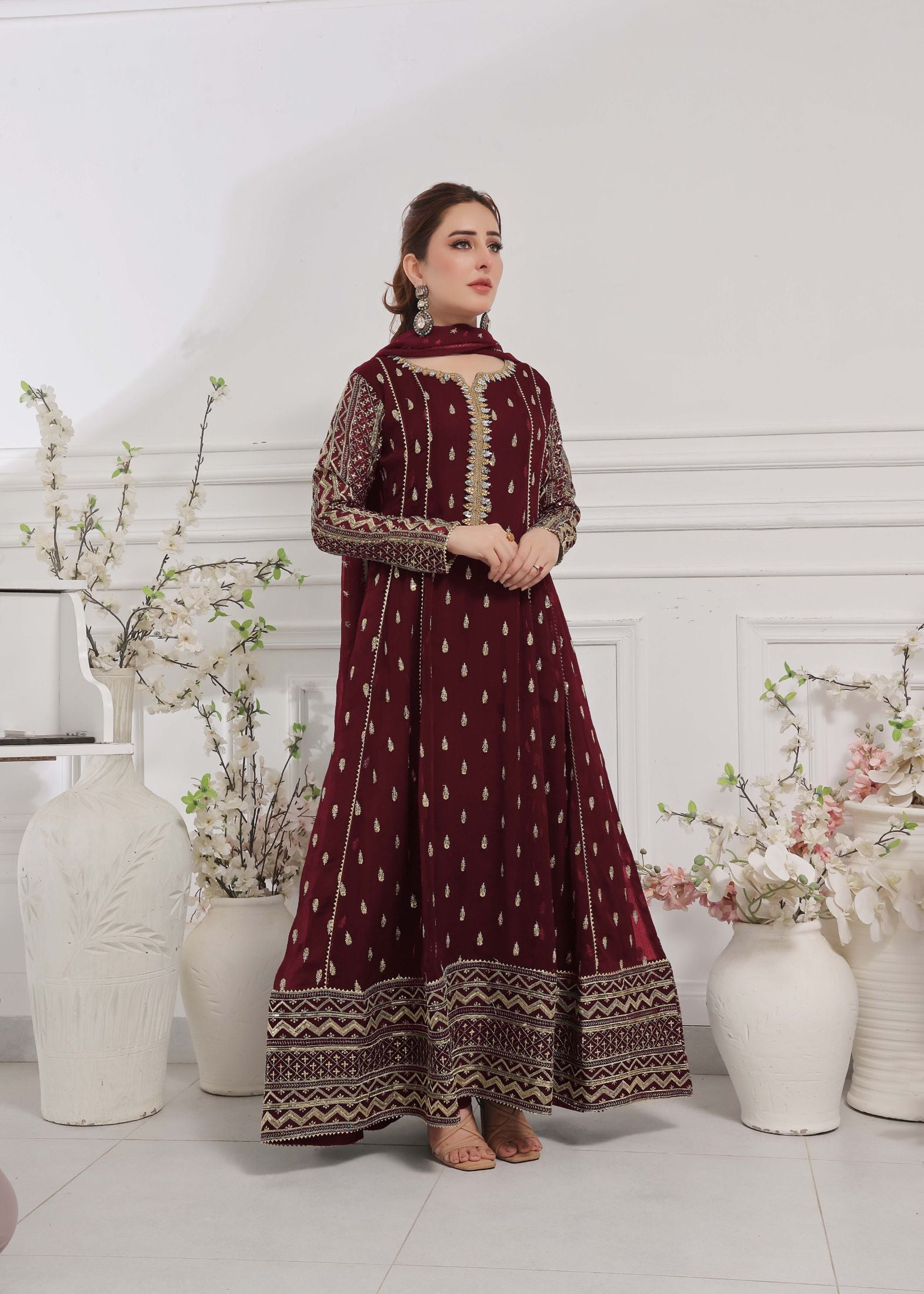 Alsiyab Bahaar Mehroon Women 3pcs