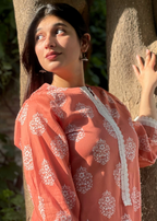 Haya'S Creation Printed Coral Lawn Dress with Patyala Style Bottom Women 2pcs