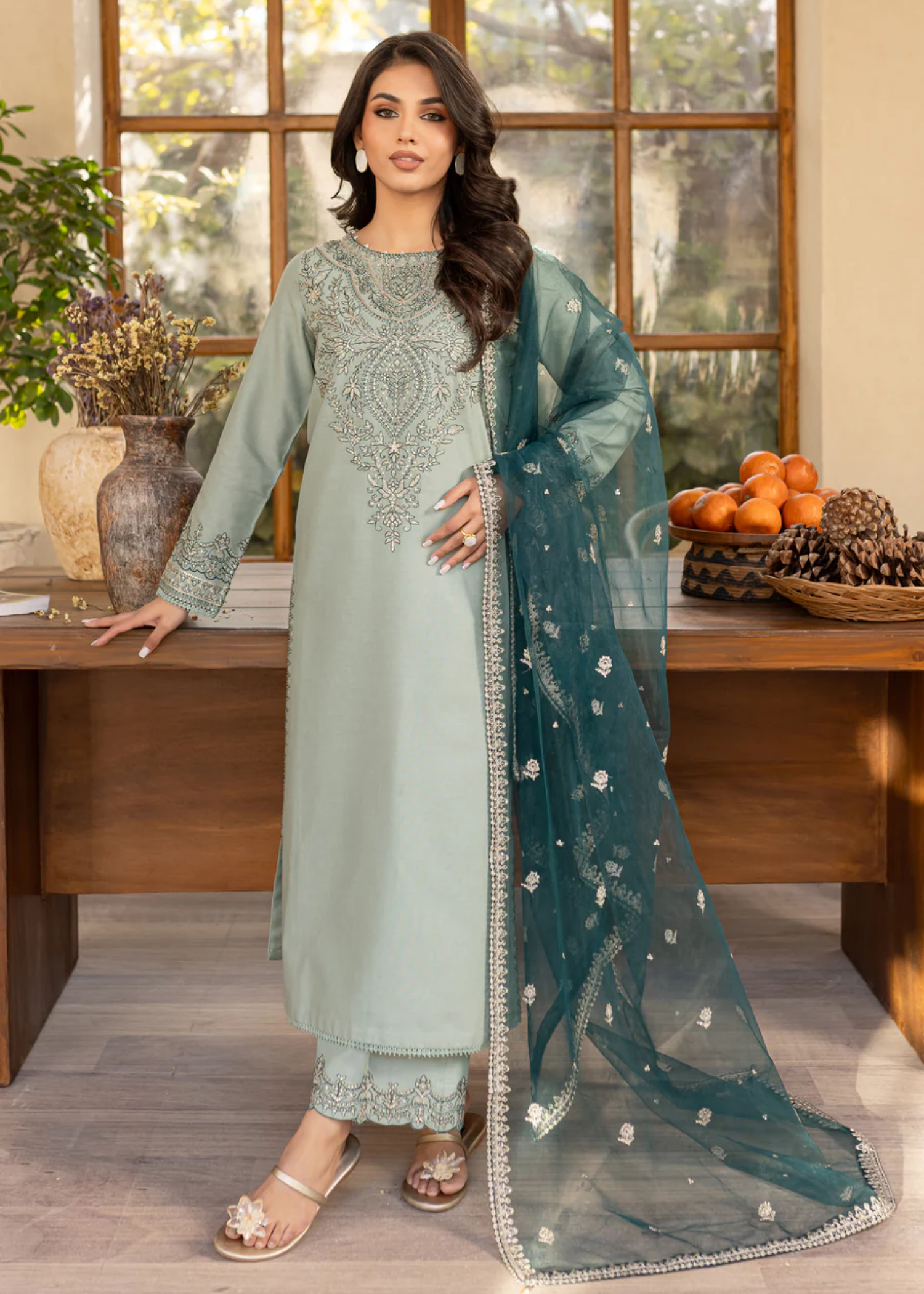 The Turkish Wear EMBROIDERED DUPATTA Women 1pcs