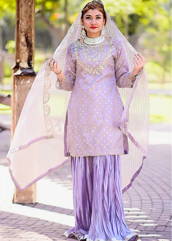 Miss & Mrs Purpal sharar Women 3pcs