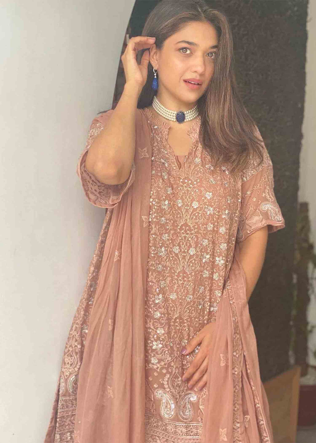 Anum Jung BEIGE CHIFFON EMB 194 Women 4pcs