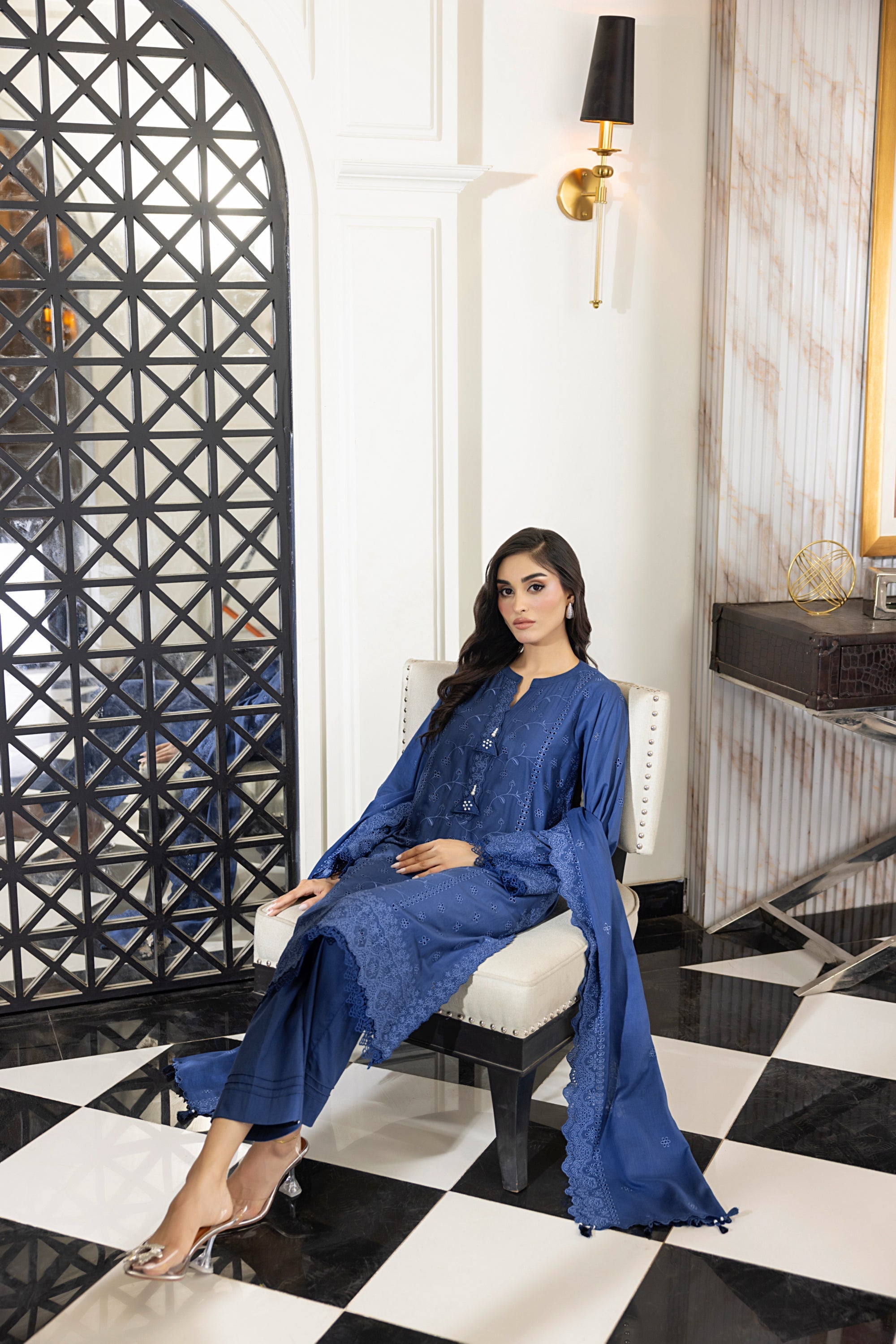 Lakhany Stitched Embroidered With Embroidered Lawn Dupatta Women 3pcs