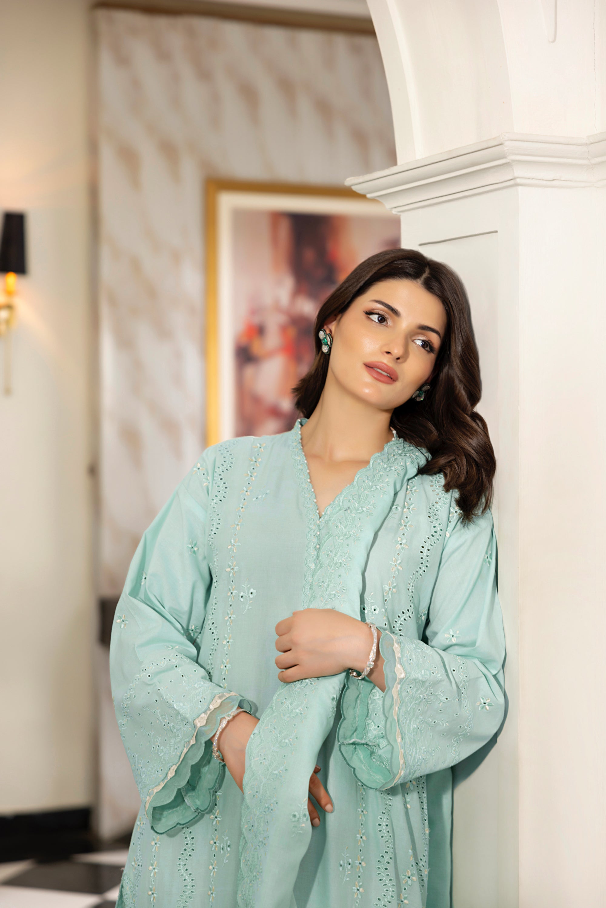 Lakhany Stitched Embroidered With Embroidered Lawn Dupatta Women 3pcs