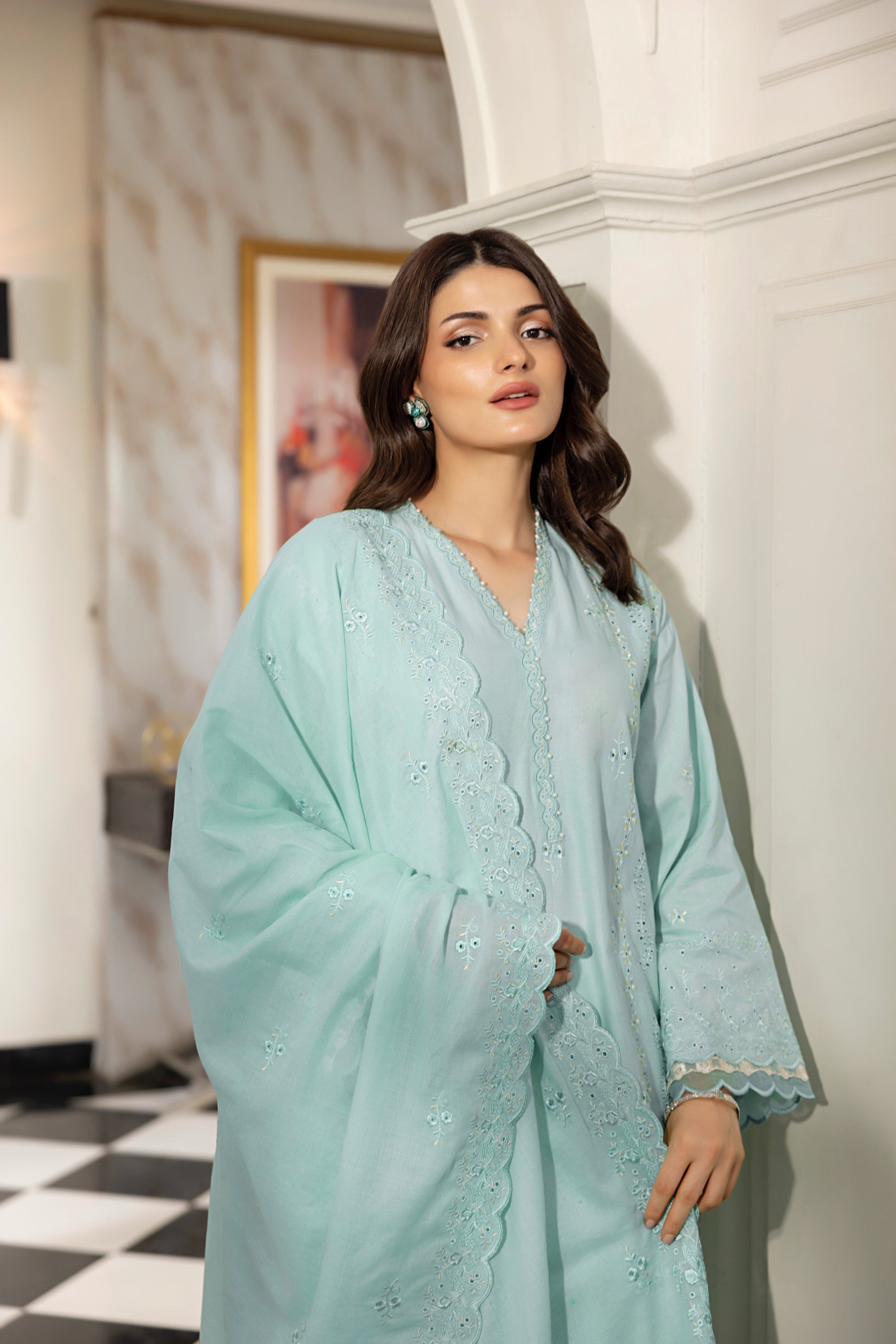 Lakhany Stitched Embroidered With Embroidered Lawn Dupatta Women 3pcs