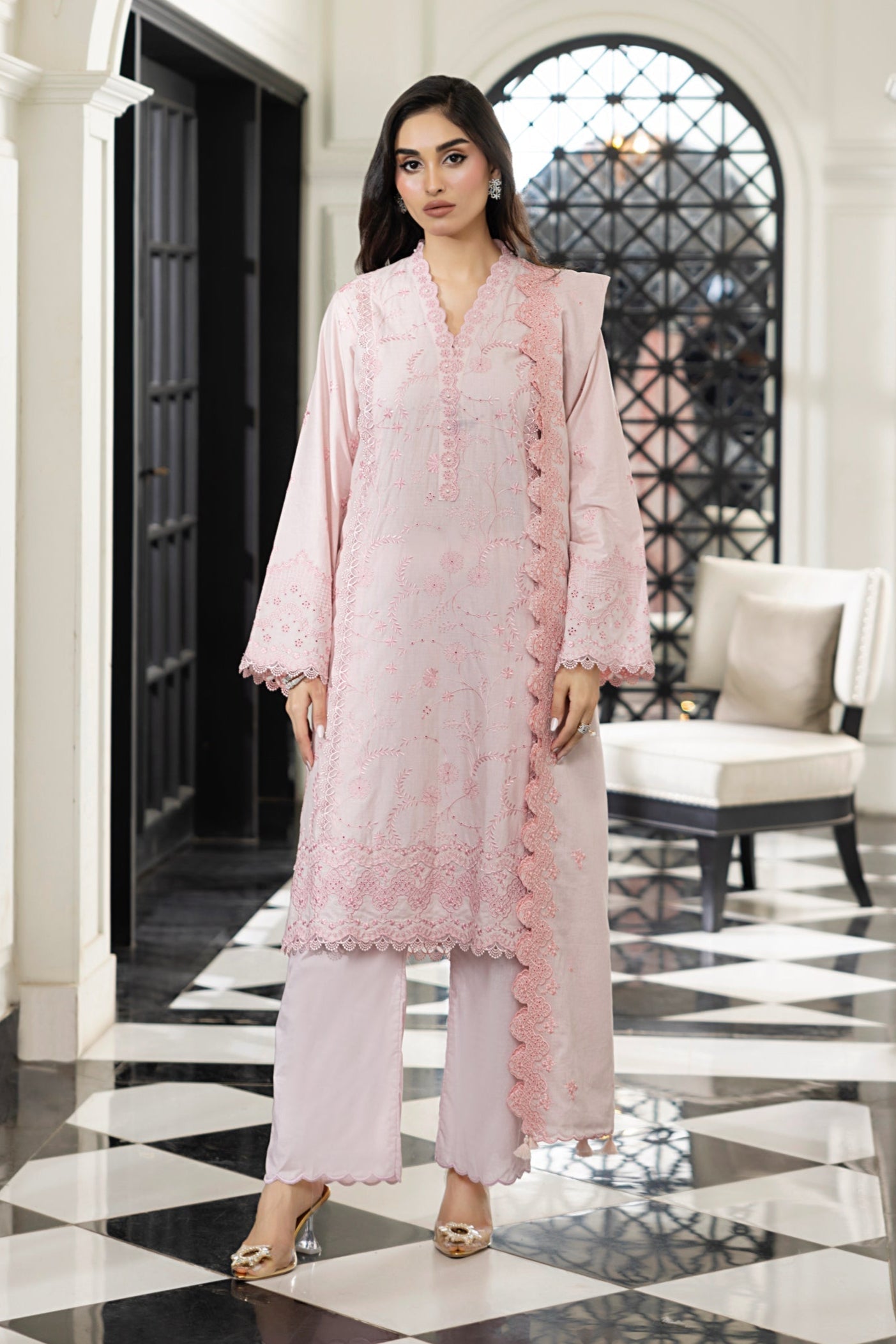 Lakhany Stitched Embroidered With Embroidered Lawn Dupatta Women 3pcs