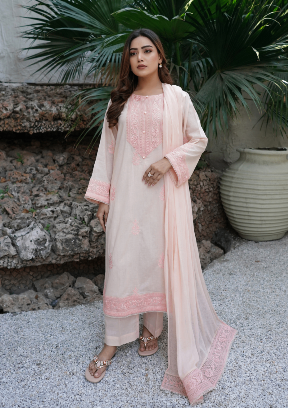 Yolo Pret Embroidered Plain Lawn with Embroidered Border Chiffon Dupatta JASHAN S25 0024 Women 3pcs
