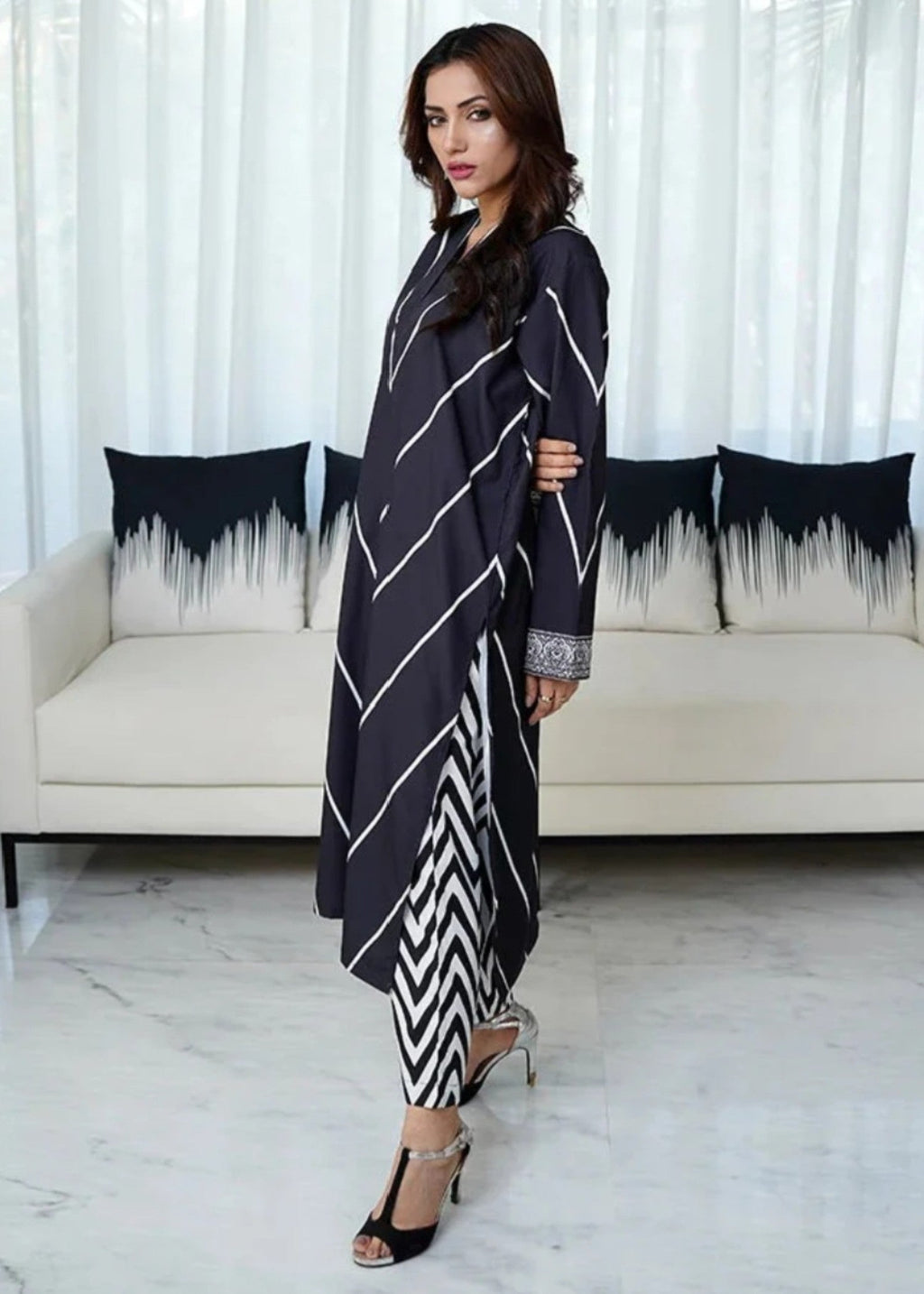 Bin Fatteh Fashion A Lining Dress Women 2pcs