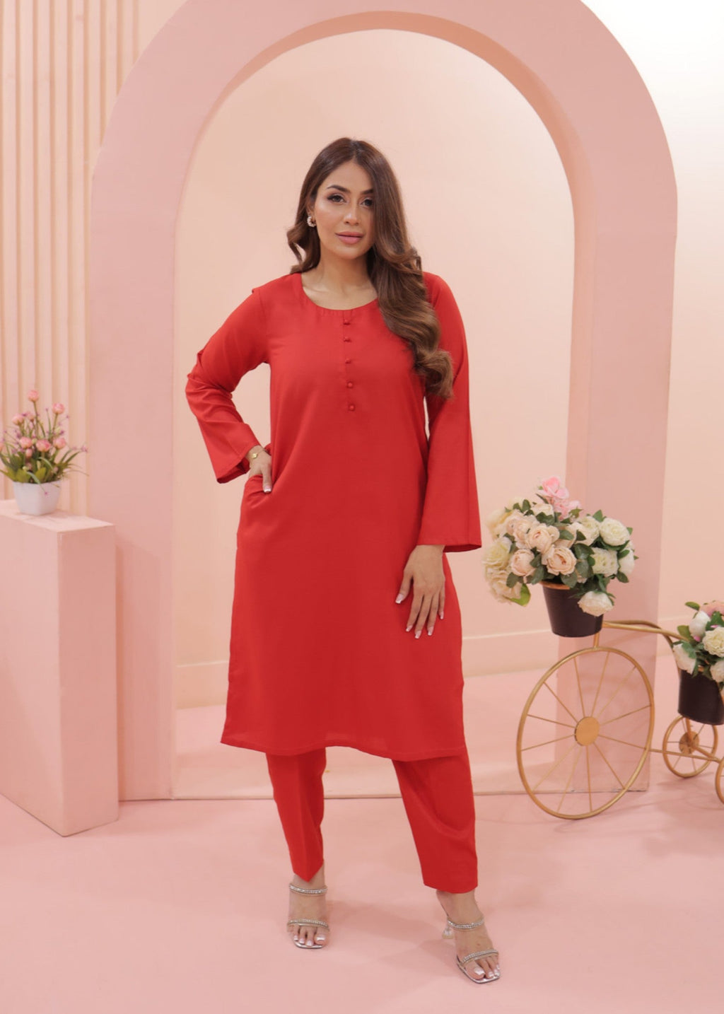Tng (The Next Generation) Araish Co Ord Set | Red Women 2pcs