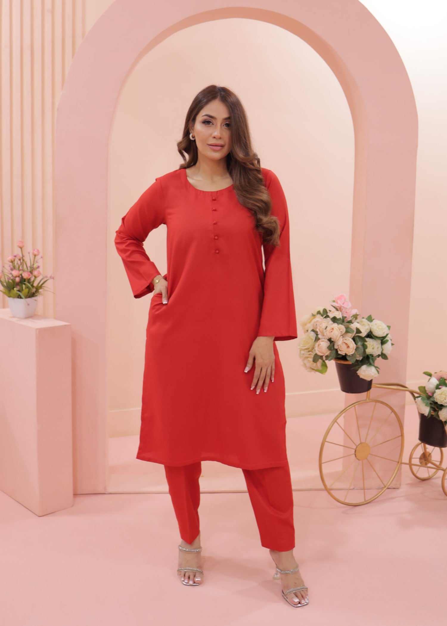 Tng (The Next Generation) Araish Co Ord Set | Red Women 2pcs