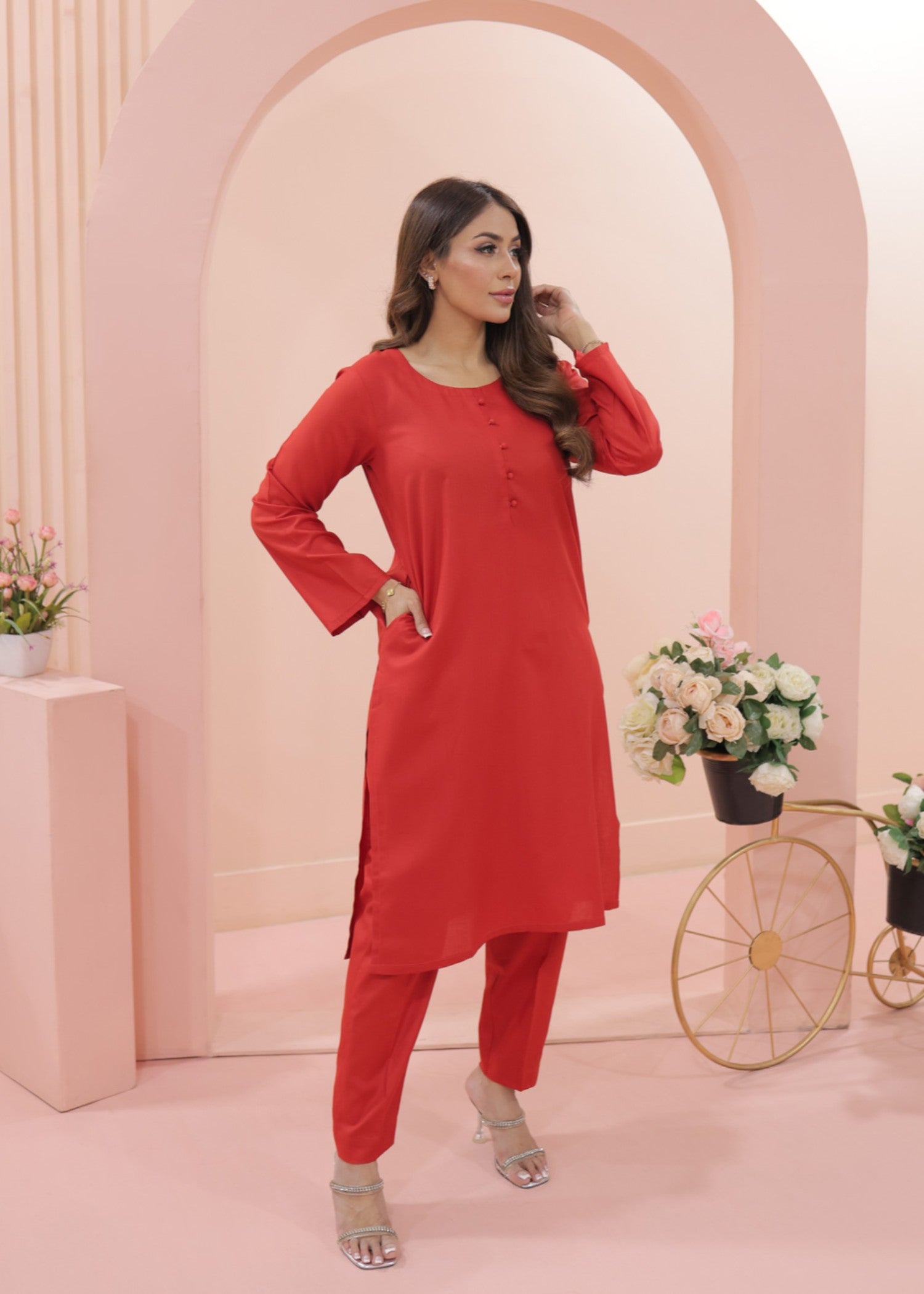 Tng (The Next Generation) Araish Co Ord Set | Red Women 2pcs