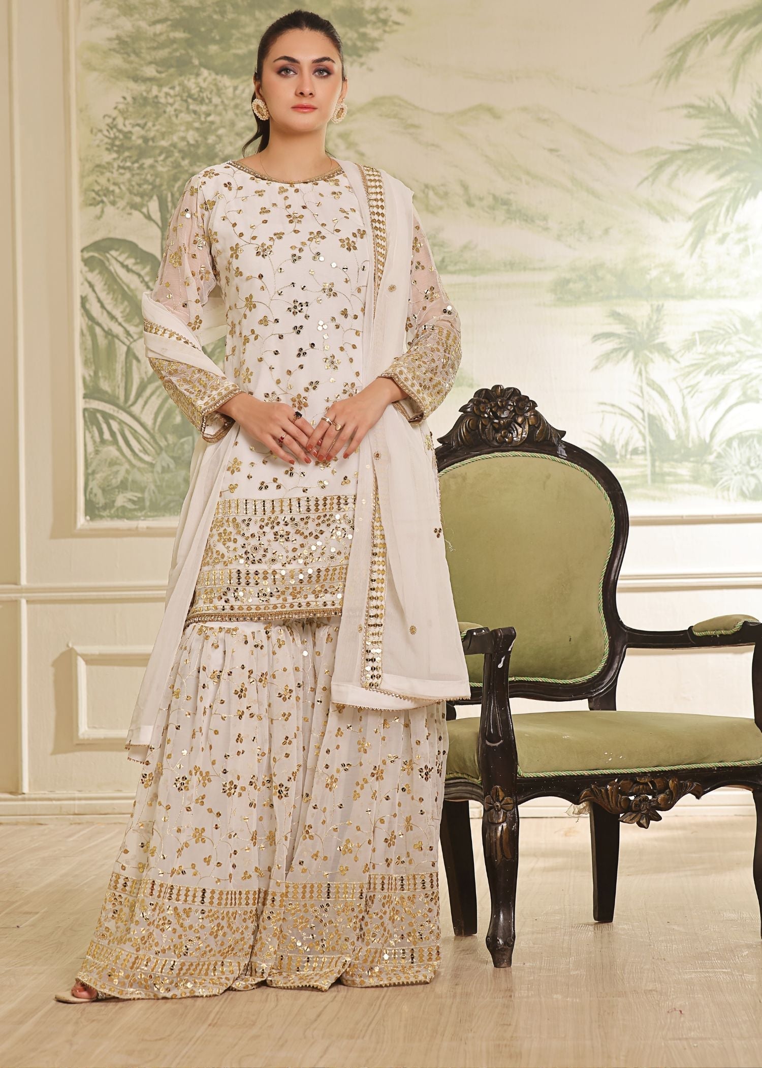 Ayesha Closet Mehndi White Women 3pcs