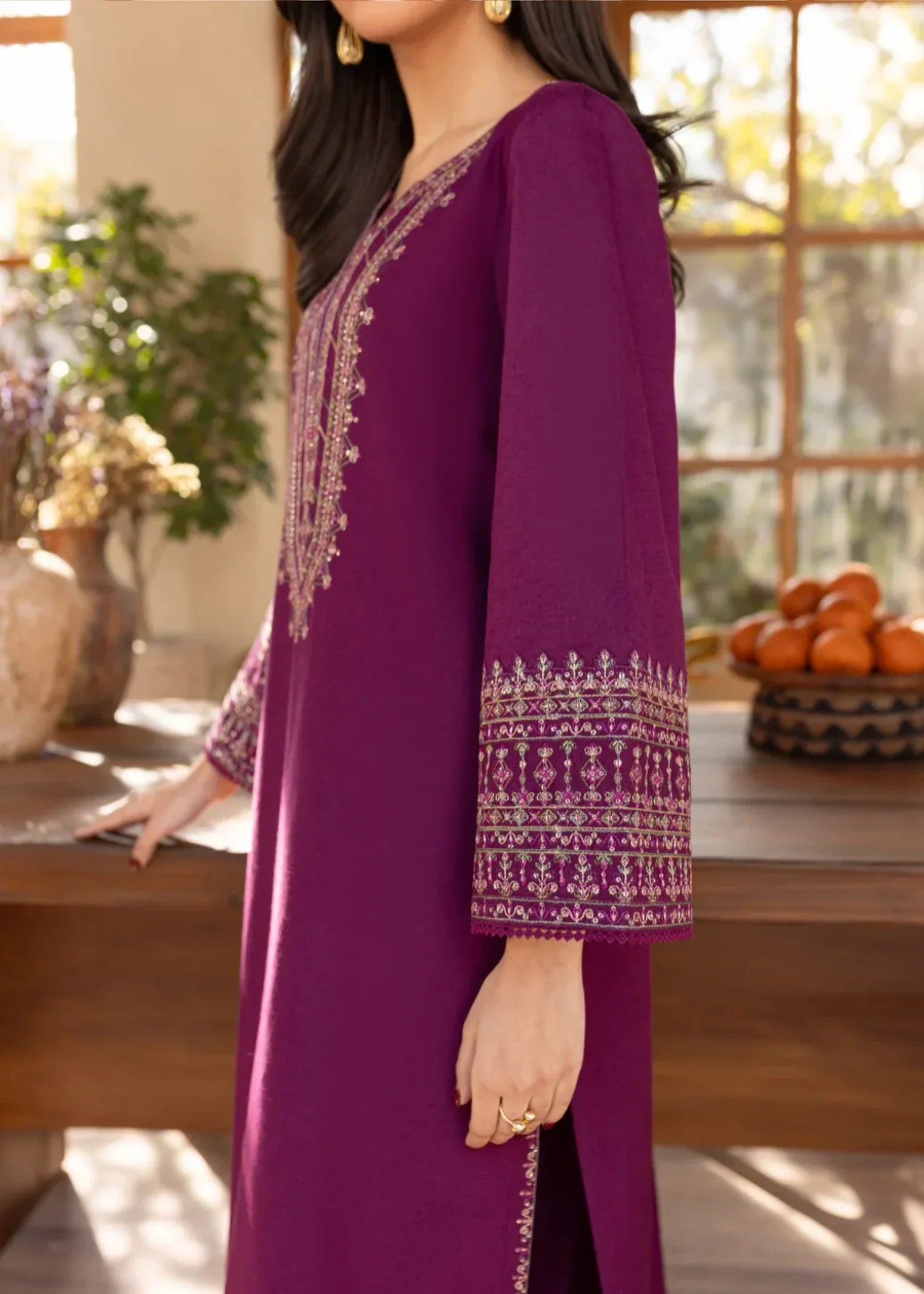 Shehroz Fashion PURPLE LUXE LAWN EMBROIDERY DRESS Women 2pcs