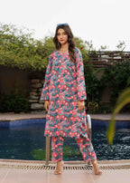 Zarasi Flamingo Stitched Lawn Suit | Timeless Bloom Women 2pcs