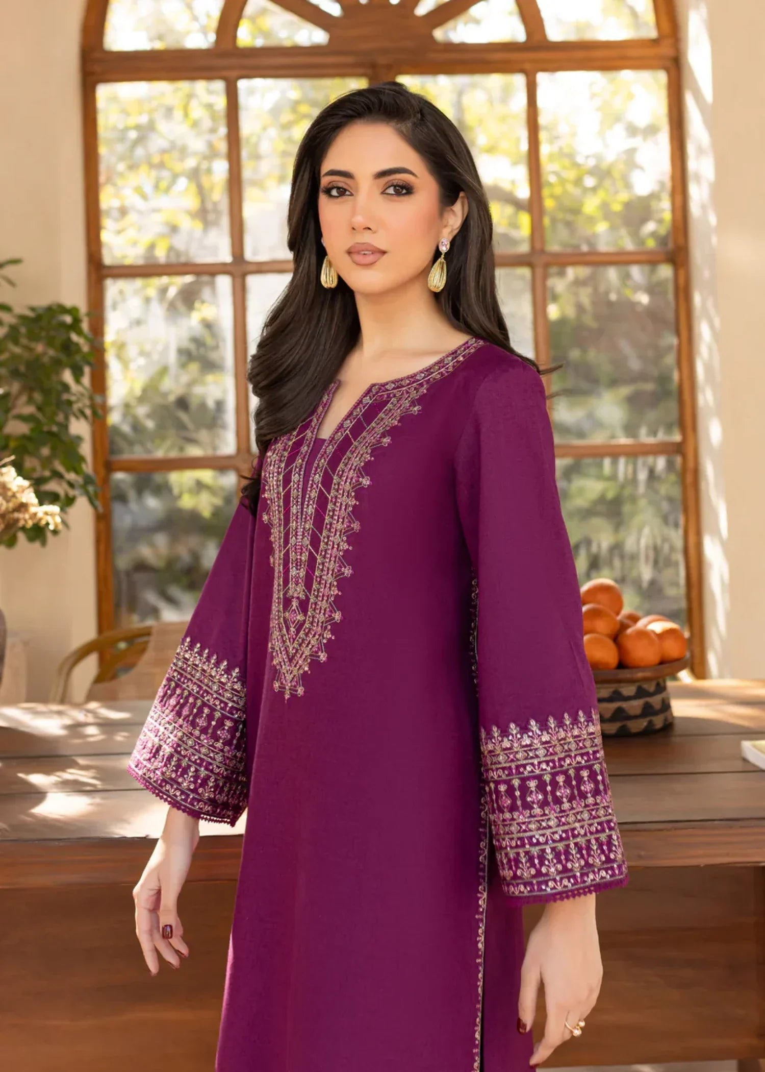 Shehroz Fashion PURPLE LUXE LAWN EMBROIDERY DRESS Women 2pcs