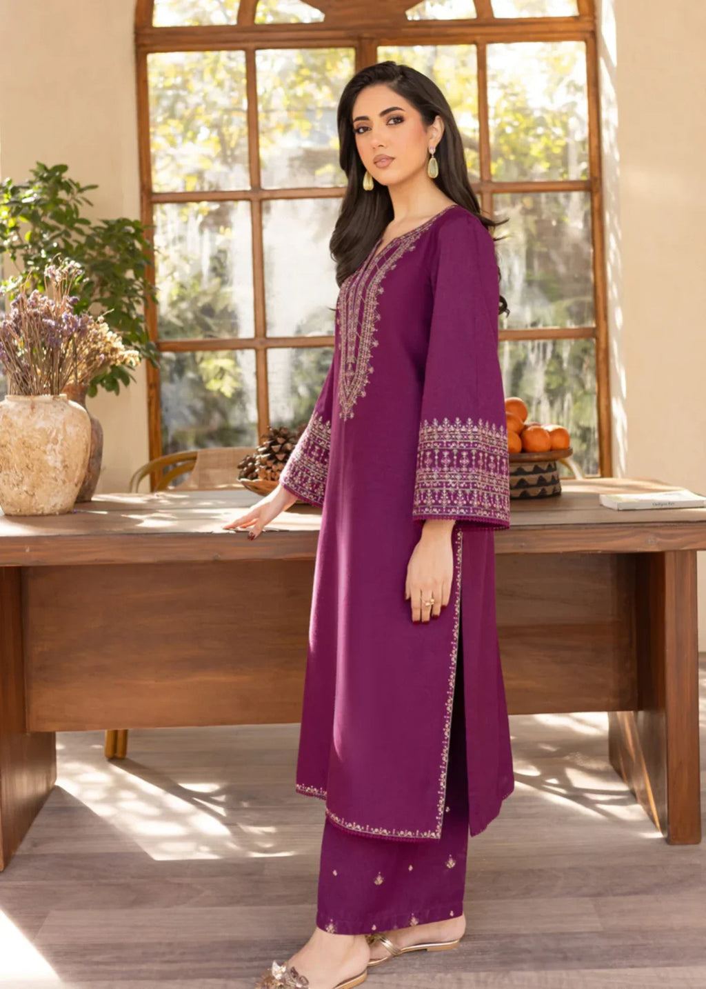 Shehroz Fashion PURPLE LUXE LAWN EMBROIDERY DRESS Women 2pcs