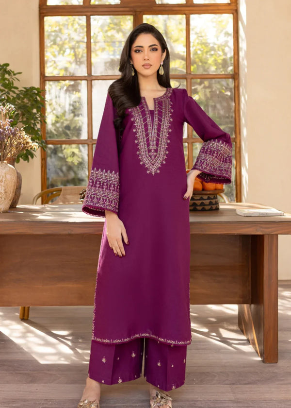 Shehroz Fashion PURPLE LUXE LAWN EMBROIDERY DRESS Women 2pcs