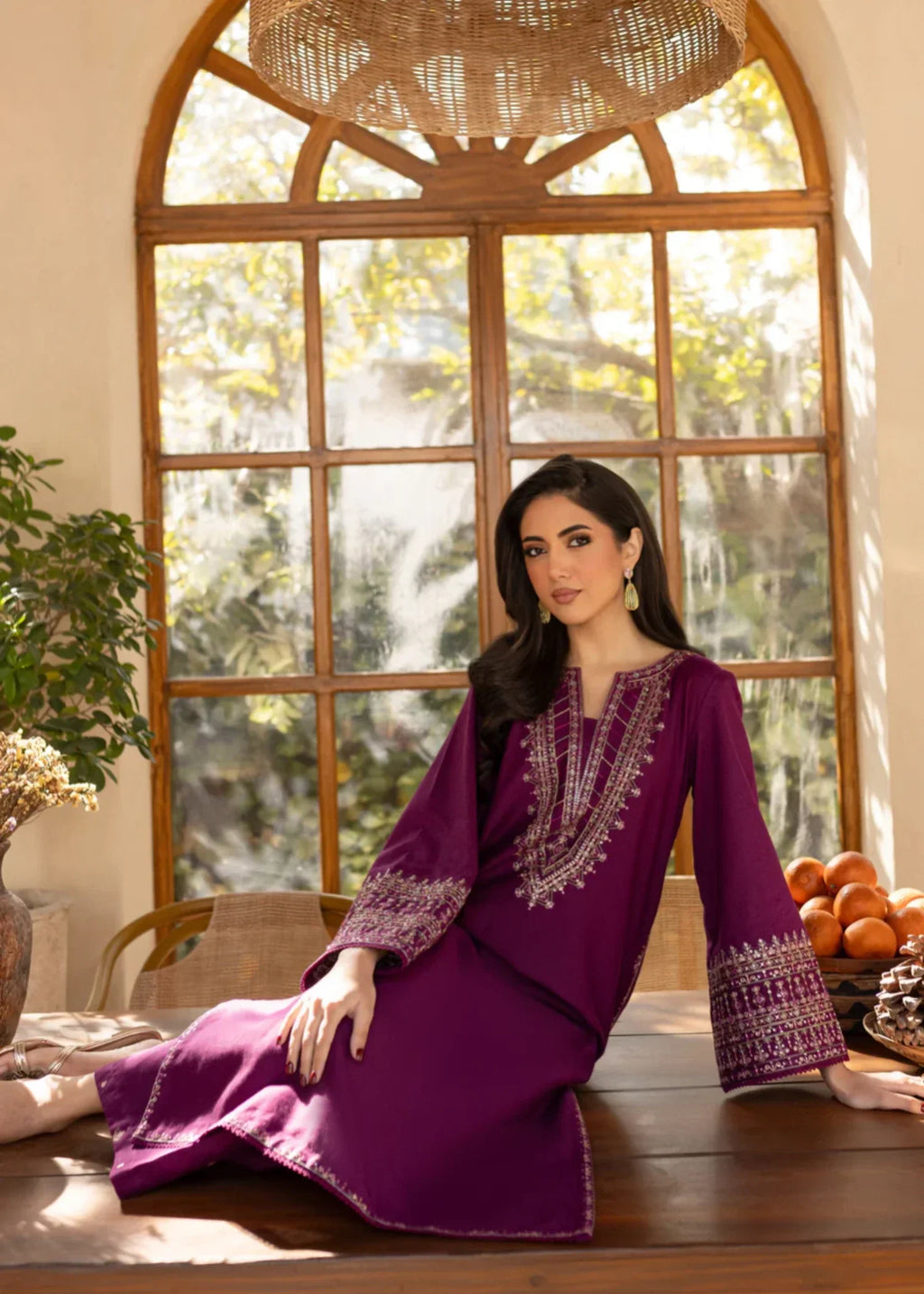 Shehroz Fashion PURPLE LUXE LAWN EMBROIDERY DRESS Women 2pcs
