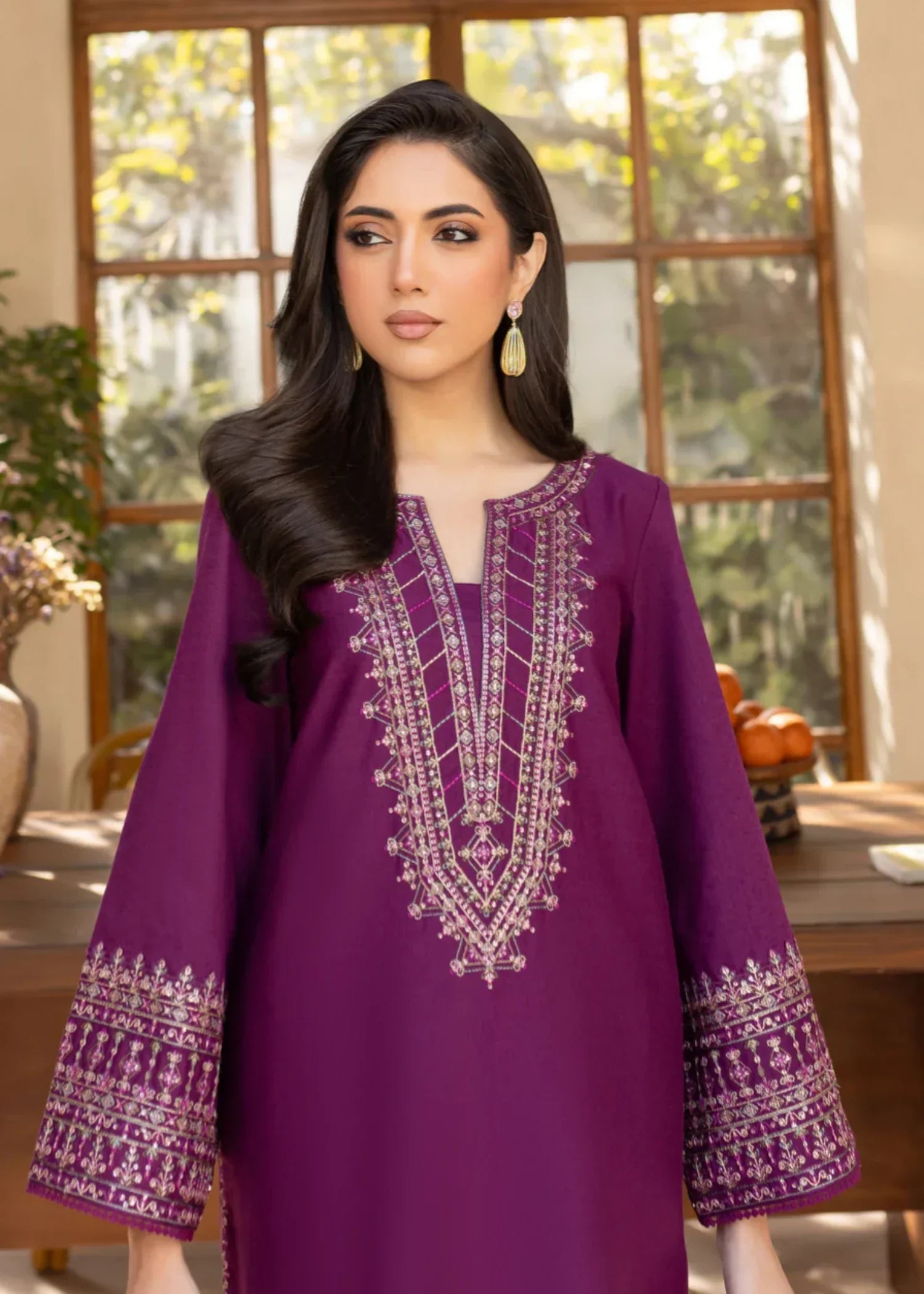 Shehroz Fashion PURPLE LUXE LAWN EMBROIDERY DRESS Women 2pcs
