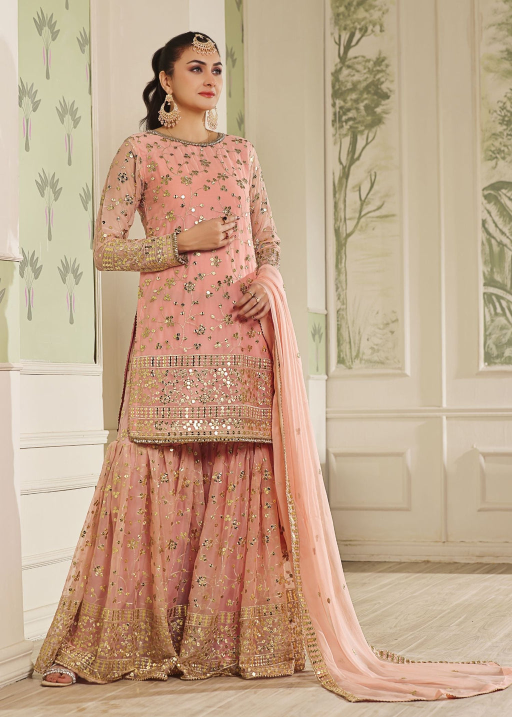 Ayesha Closet Mehndi Peach Women 3pcs