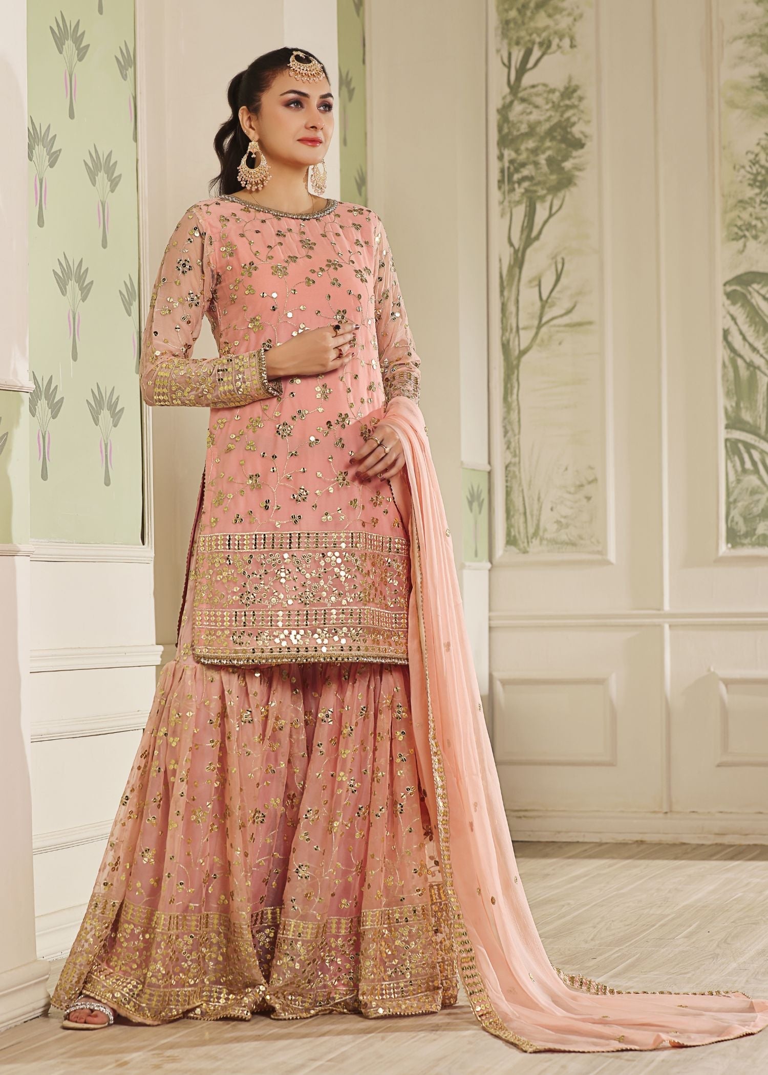 Ayesha Closet Mehndi Peach Women 3pcs