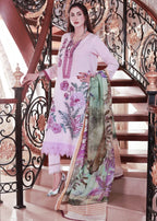 Mehryam Collection Embroidered Khaadi Net Pink Suit Women 3pcs