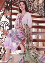 Mehryam Collection Embroidered Khaadi Net Pink Suit Women 3pcs