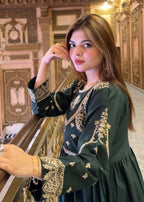 Atrangi GREEN EMBROIDERS FROCK DRESS (CC 642) Women