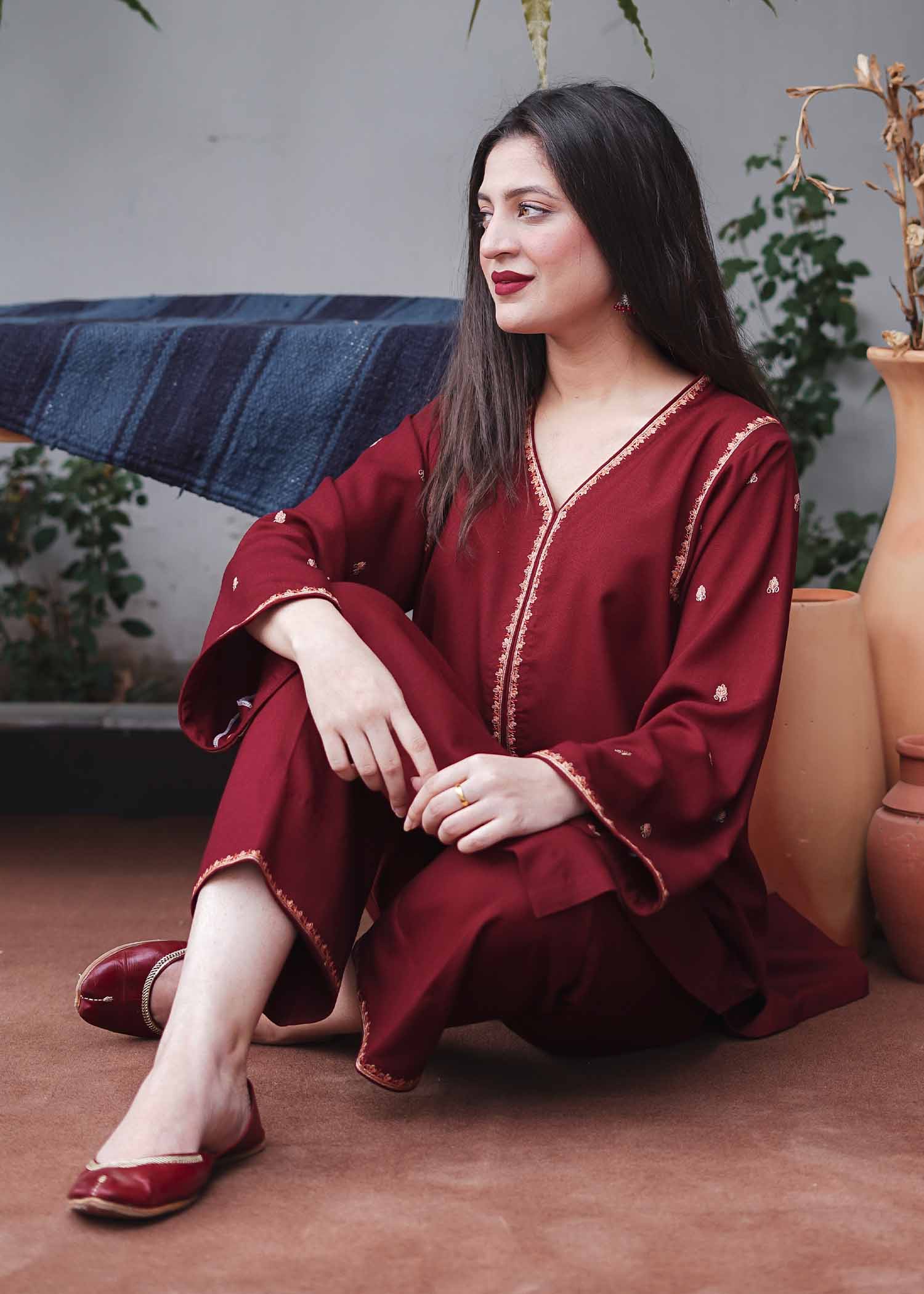 Aisling By Nirmal Maroon Women 2pcs