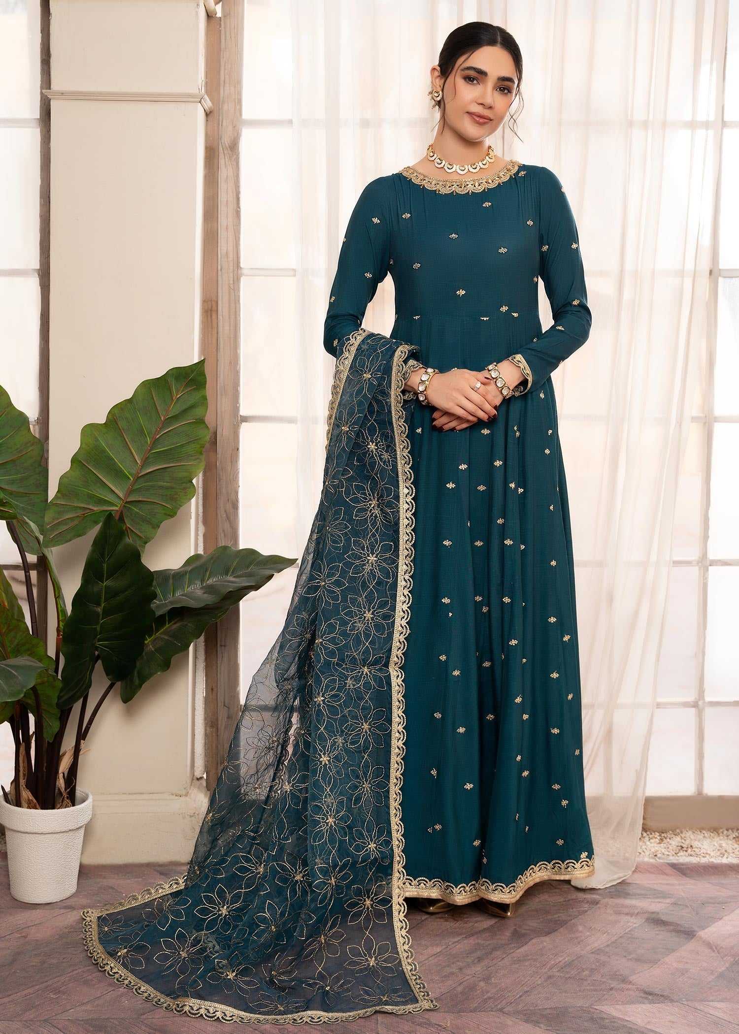 Rang-e-Haya Naghma (teal blue) Women 3pcs