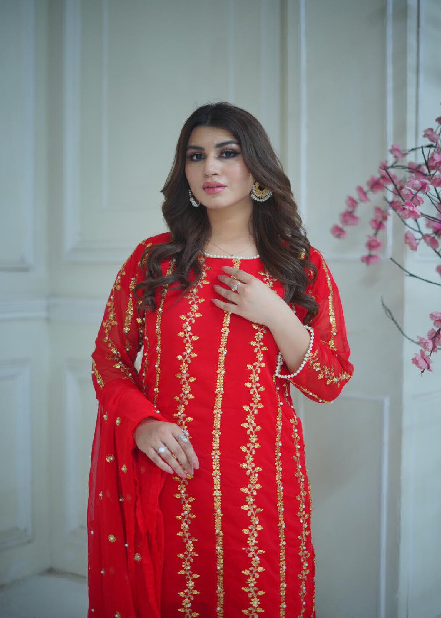 Rangoon Clothing Tashir Red Women 3pcs