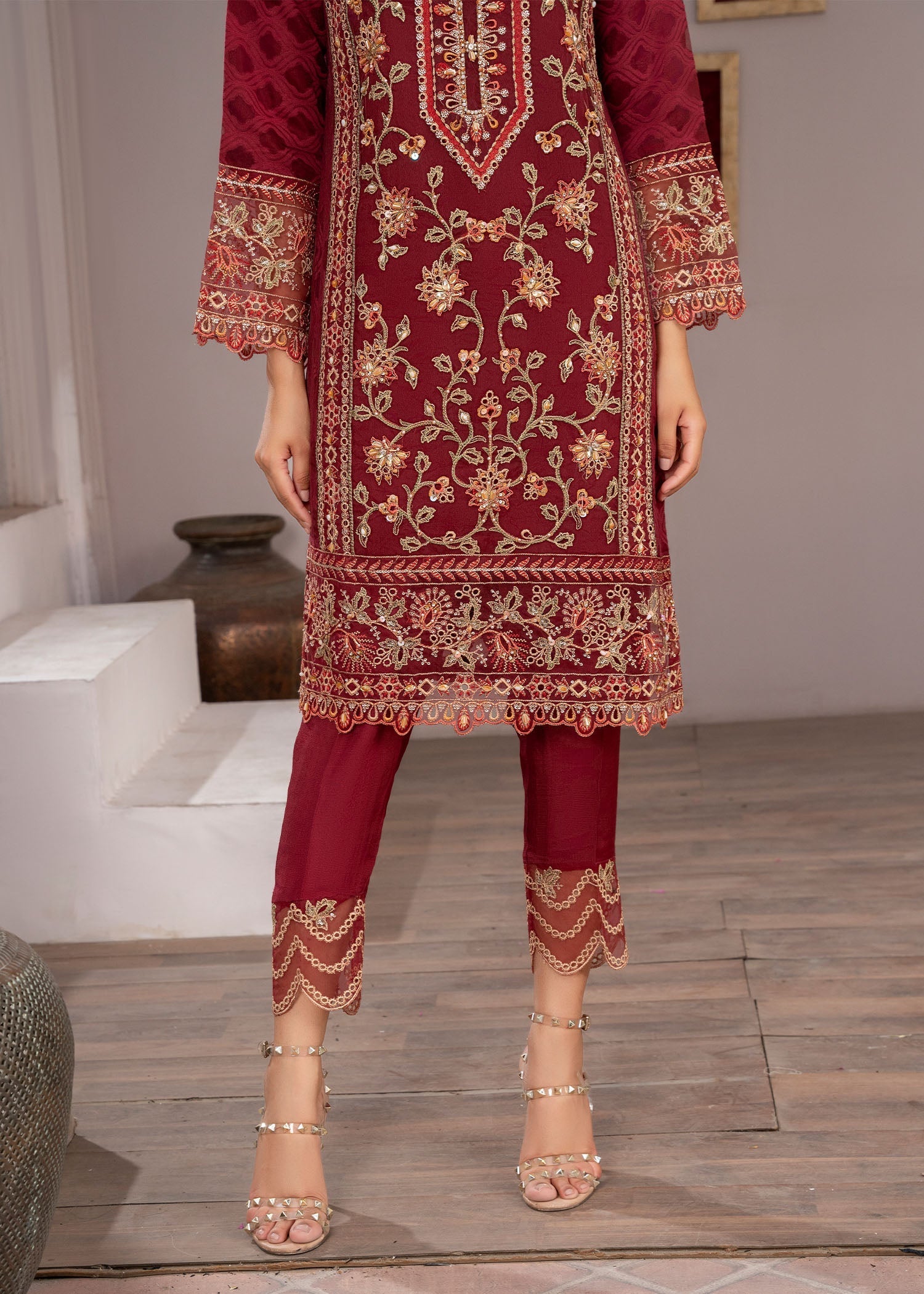 Zebaye Shaya Gulaab US 519 Mahroon(SB) Women 3pcs