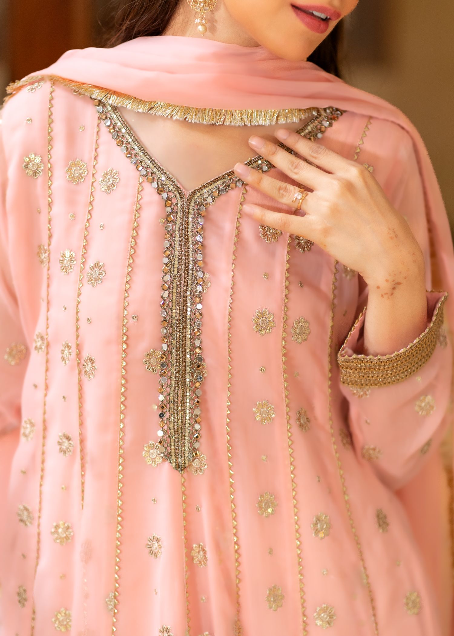 Al-Harir Apparel Mehar Baby Pink Women 3pcs