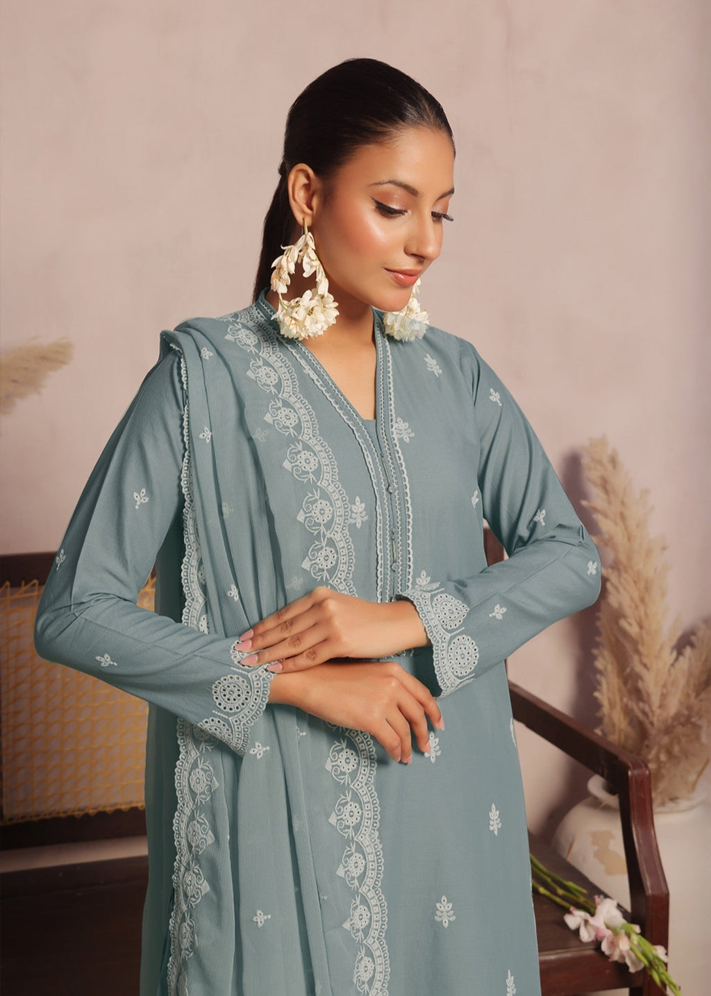 Kumash Textiles Stone Blue Women Stitched Women 3pcs