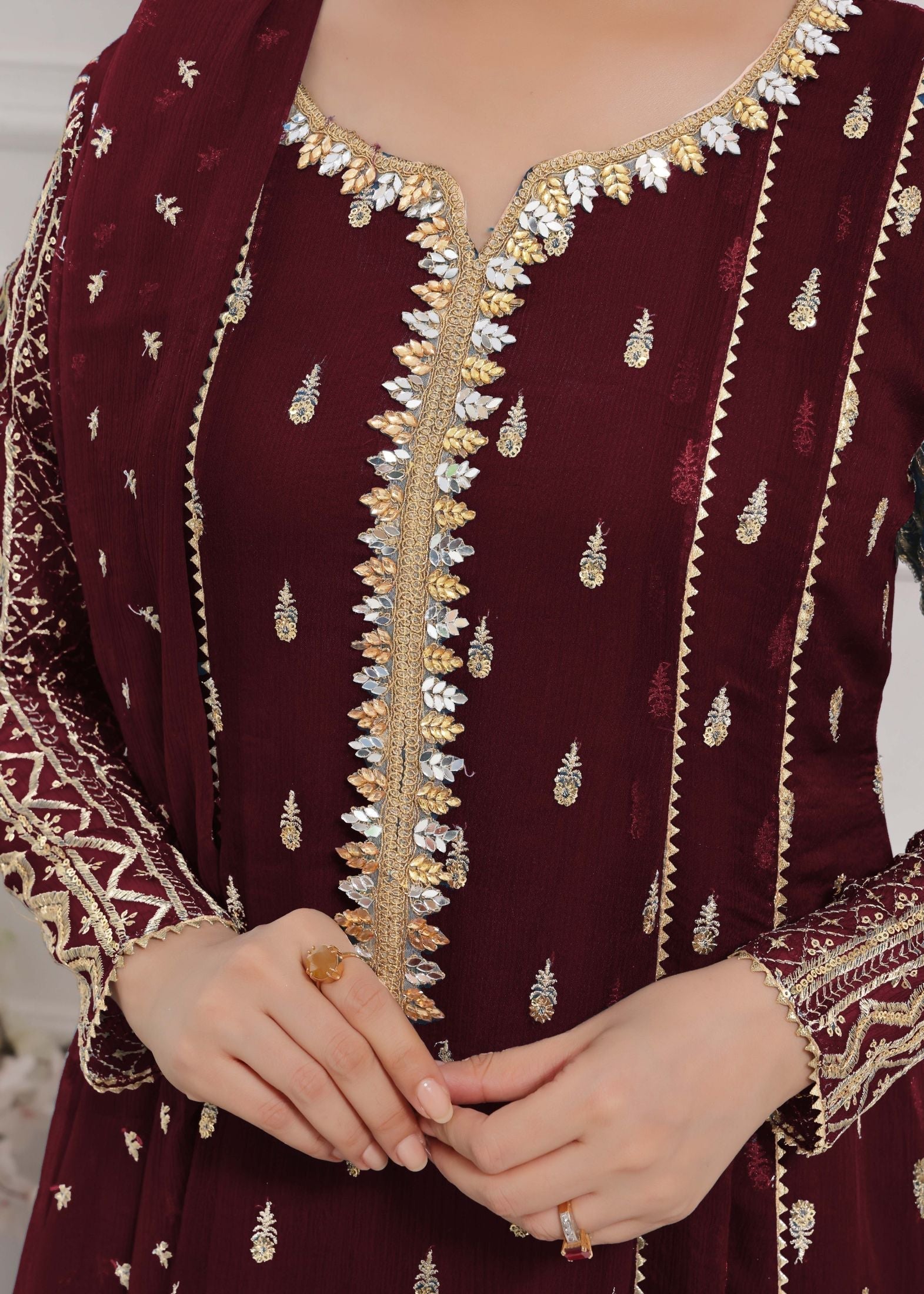 Alsiyab Bahaar Mehroon Women 3pcs