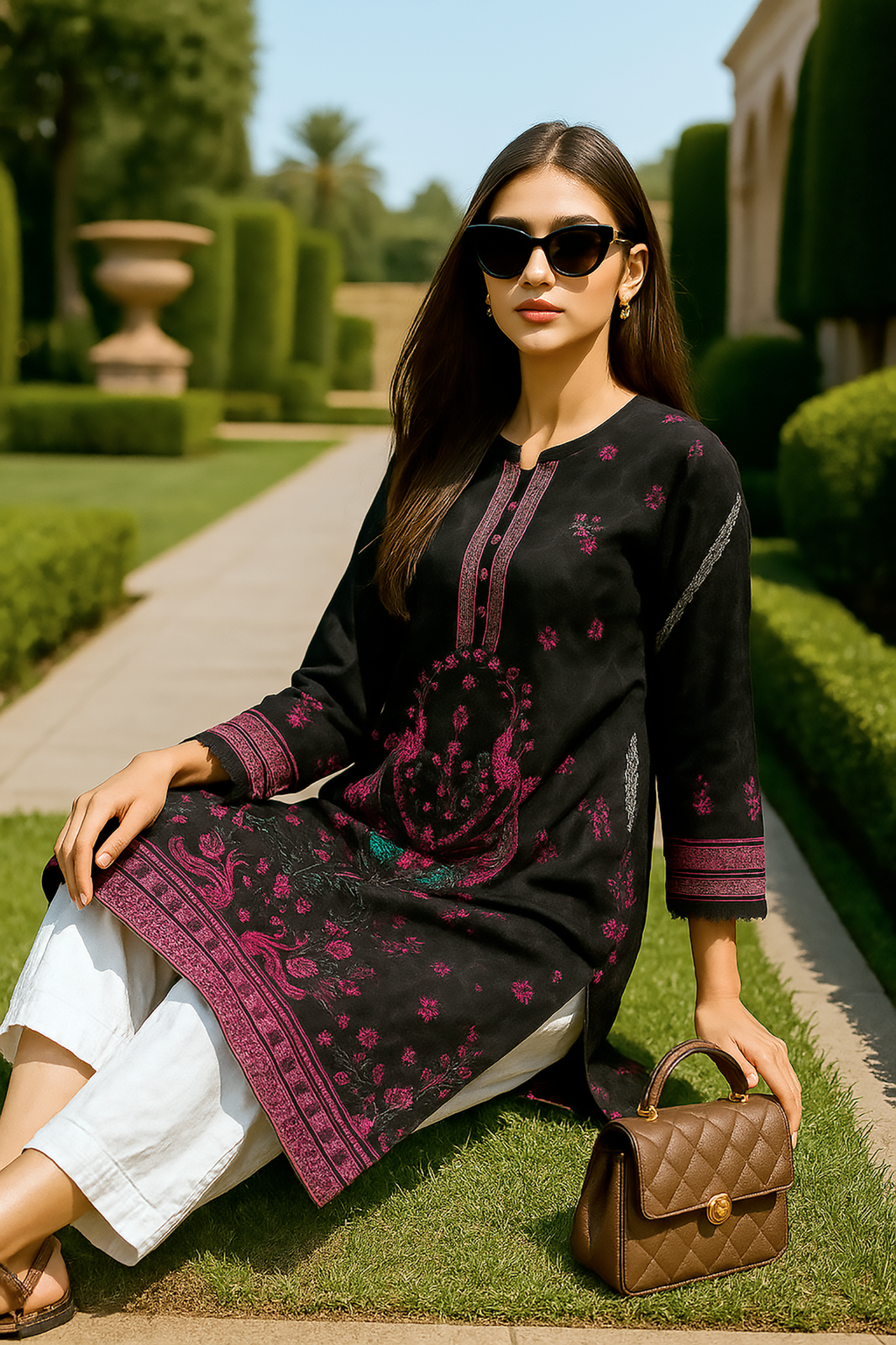 Lakhany Ready to Wear Printed Silk Shirt Women 2pcs